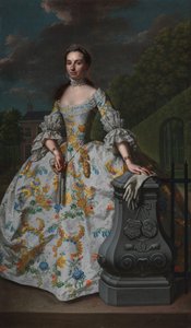 Retrato de Charlotte Beatrix Strick van Linschoten Retrato de Charlotte Beatrix Strick van Linschoten (n. 1732), segunda esposa de Gerard Cornelis van Riebeeck, presumivelmente em frente à sua casa de campo Eemwijck em Voorburg