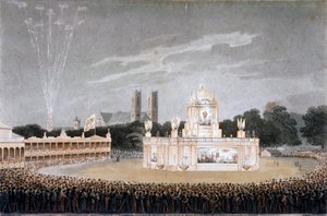 Exposição de fogo-de-artifício em Green Park, Westminster, Londres, 1814