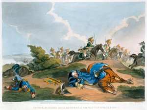 "Príncipe Blucher sob o seu cavalo na Batalha de Waterloo", 1815
