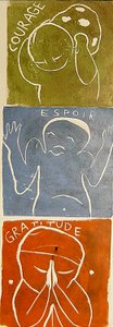coragem esperança gratidão, 2005 (linoprint) de Matthew Hilton