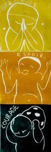 coragem esperança gratidão alt, 2005 (linoprint) de Matthew Hilton