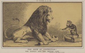 The Bone of Contention! ou, The Monkey and the British Lion (cor litho) de Matthew