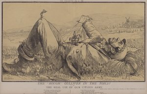 The Rough Gulliver in the Toils! ou, The Real Use of Our Citizen Army (cor litho) de Matthew