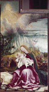 Alegoria dos Nativite. Altarpe de Issenheim (ou Isenheim) - Pintura de Matthias Grunewald (ca. 1475-1528), óleo sobre madeira