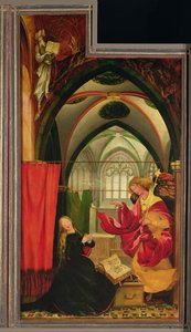 A Anunciação do Altar de Isenheim, asa esquerda, c.1512-16 (óleo sobre painel)