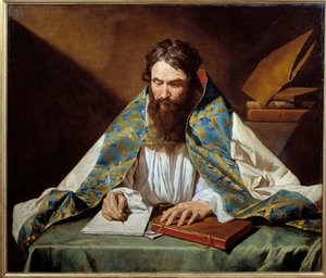 Retrato de Santo Ambrósio (340-397), eveque de Milão - Pintura de Mathias Stomer (Estômero Matthias) (1600-1650) Ec Flam, cerca de 1633-1639 - Óleo sobre tela - Sol: 1,10x1,30m - Rennes, Musee des Beaux Arts - Retrato de Santo Ambrósio (ou Ambroise, 340-39