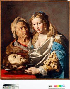 Salomé com cabeça de São João Baptista numa placa de prata Pintura por Mathias Stomer (Matthias Stom) (1600-apres 1655) Dim 100x90 cm Genes, Musei di Strada Nuova (ex Palazzo Bianco) Itália
