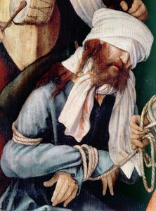 Detalhe, mocking, christ, óleo, lona de Matthias Grünewald