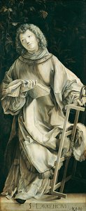 Painel do Altar Heller representando St. Laurence de Matthias Grünewald