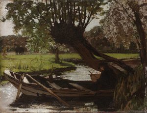 Barco com um salgueiro de sondagem de Matthijs Maris