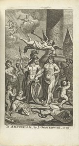 Folha de rosto gravada para J. Lamigue: A vida de Zyne Hoogheit Johan Willem Friso, 1716 de Matthijs Pool
