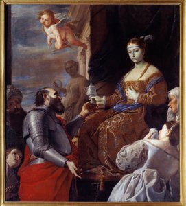 Sophonisbe (235-203 BC) tomando o veneno. Massinissa envenenou sua esposa Sophinisbe, rainha da Numídia, em vez de entregá-la em Roma. Pintura de Mattia Preti (1613-1699) Ec. Ital.