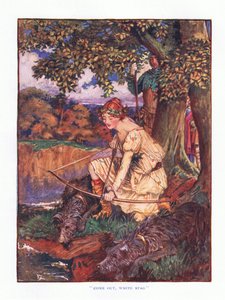 Saia veado branco, ilustração de contos de fadas de lady Anns, 1914