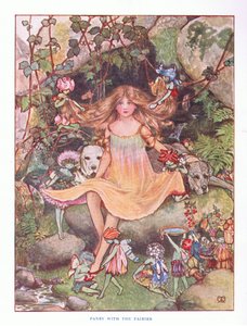 Pansy com as fadas, ilustração de contos de fadas de lady Anns, 1914