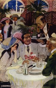 Visita a Bagdad: No Restaurante (cor litho)
