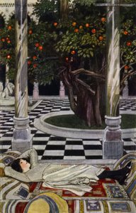 Visita a Bagdad: No campo de Forecourt (cor litho)