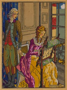 Ilustração para Les Liaisons Dangereuses de Choderlos De Laclos (cor litho) de Maurice Berty