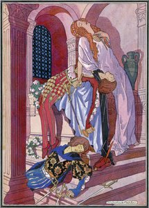 A Morte de Romeu e Julieta, cena final da peça de William Shakespeare (1564-1616) (lito)