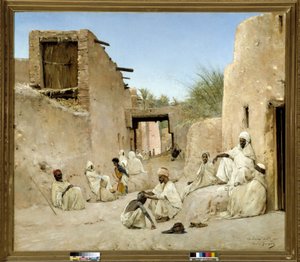 Uma rua do Oásis de Chetma na Argélia Pintura de Maurice Bompard (1857-1936) 1882 Dim. 140x160 cm.