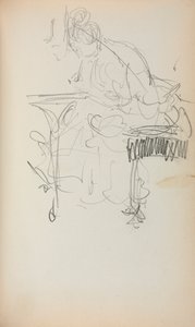 Caderno de desenho italiano: Costura de mulher sentada, página 153, 1898-1899. de Maurice Brazil Prendergast
