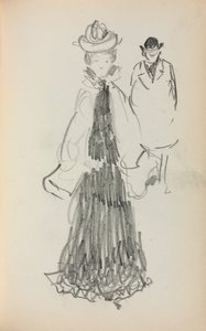 Caderno de desenho italiano: Mulher e homem em pé, página 125, 1898-1899. de Maurice Brazil Prendergast