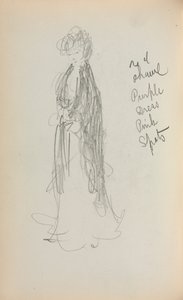 Caderno de desenho italiano: Mulher em pé com xale página 53, 1898-1899. de Maurice Brazil Prendergast