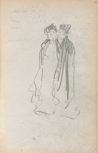 Caderno de desenho italiano: Duas mulheres em pé, página 4, 1898-1899. de Maurice Brazil Prendergast