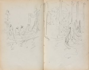 Sketchbook italiano: Venetian Harbour Ver página 31 e 32, 1898-1899. de Maurice Brazil Prendergast