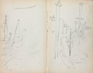 Sketchbook italiano: Venetian Harbour Ver página 33 e 34, 1898-1899. de Maurice Brazil Prendergast