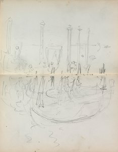 Sketchbook italiano: Venetian Harbour Ver página 37 e 38, 1898-1899. de Maurice Brazil Prendergast