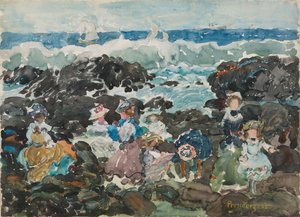Surf, Cohasset, c.1900-5 (aguarela e grafite) de Maurice Brazil Prendergast