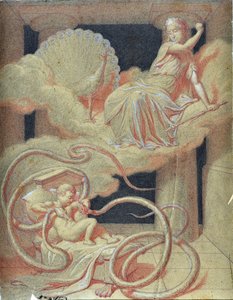 Criança Hércules a matar as cobras enviadas por Hera para o matar no seu berço (desenho) de Maurice De Vaines