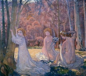 Figuras em Spring Landscape Sacred Grove, 1897 de Maurice Denis