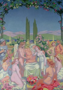 Na presença dos deuses, Júpiter concede imortalidade a Psique e comemora seu casamento com o Cupido, 1908 de Maurice Denis