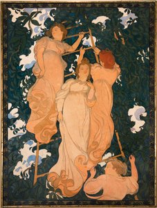 Escada nas folhas (pintura sobre cartão) de Maurice Denis