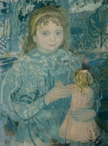 Menina com boneca (Retrato Thérèse Watillaux). 1896 de Maurice Denis