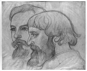 Paul Serusier e Maurice Denis, estudam para &39;The Hommage to Cezanne&39;, 1899 (carvão e sanguíneo) de Maurice Denis