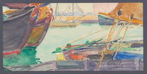 Navios em um canal de Maurice Guilbert
