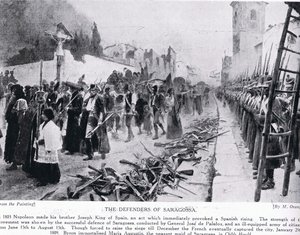 Os defensores de Saragoça, ilustração da "História das Nações de Hutchinson"