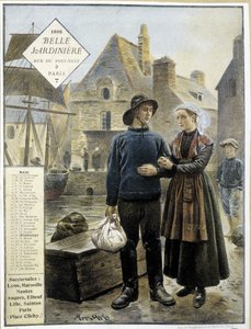 A partida dos pescadores bretões para Newfoundland - calendário de lojas" La Belle Jardinière".