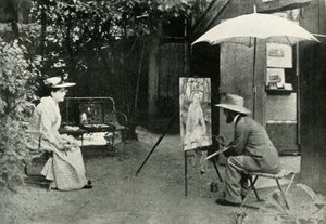 Toulouse-Lautrec pintando Berthe, o Surdo, 1890, 1947. de Maurice Joyant