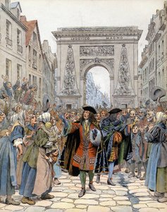 Na Porte Saint-Denis (Saint Denis) em Paris, o marechal de Boufflers (Louis Francois de Boufflers) de Maurice Leloir