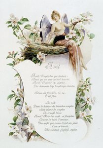 Abril "La Chanson du mois" de Jérôme Doucet, ilustração - Maurice Leloir, ed. Reims 1904 L. Michaud de Maurice Leloir