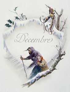 Dezembro "La Chanson du mois" de Jérôme Doucet, ilustração - Maurice Leloir, ed. Reims 1904. L. Michaud de Maurice Leloir