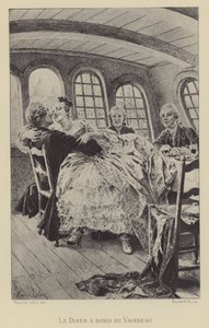 Jantar a bordo do navio (gravura) de Maurice Leloir