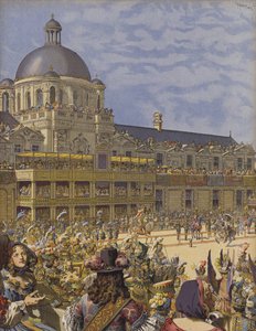Grande carrossel das Tulherias, raça de cabeças pelo rei imperador dos romanos de Maurice Leloir