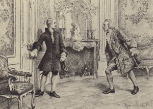 Ilustração para o Livro VII de Les Confessions de Jean-Jacques Rousseau (gravura) de Maurice Leloir