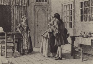 Ilustração para o Livro V de Les Confessions de Jean-Jacques Rousseau (gravura) de Maurice Leloir