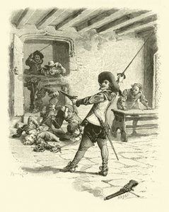 Ilustração para Os Três Mosqueteiros (gravura) de Maurice Leloir