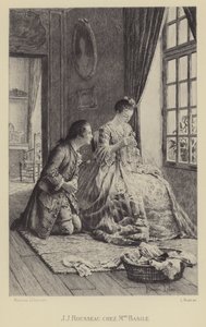 Jean-Jacques Rousseau na casa da Madame Basile (gravura) de Maurice Leloir